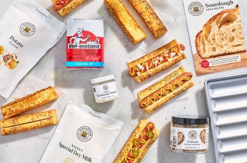 Sourdough Hot Dog Buns and products used to make them from King Arthur Baking. - select to zoom