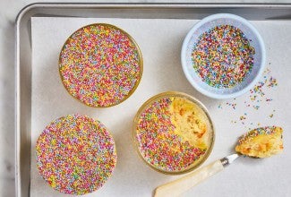 dot cakes with a bit taken out